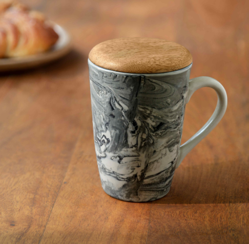 Ceramic Carbon Tall Mug with Lid